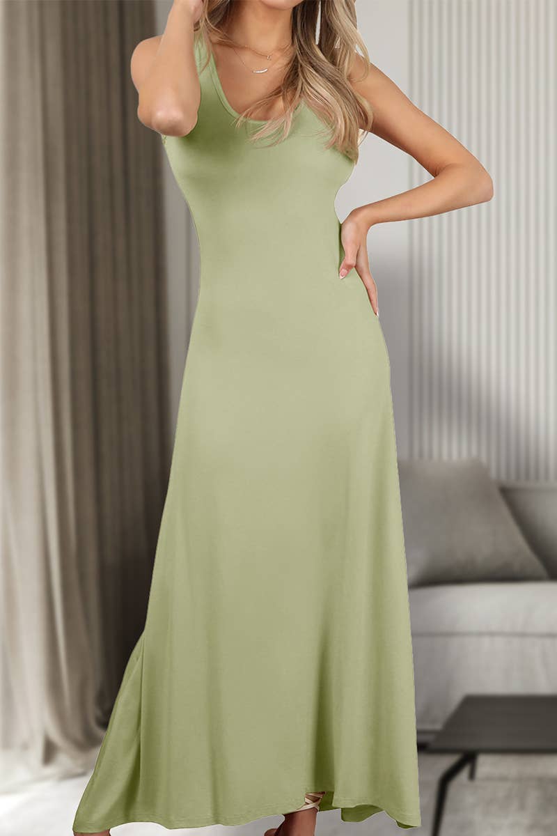 AWDMD281-P_SLEEVELESS TANK TOP STYLE MAXI DRESS: Black / (1X) 1