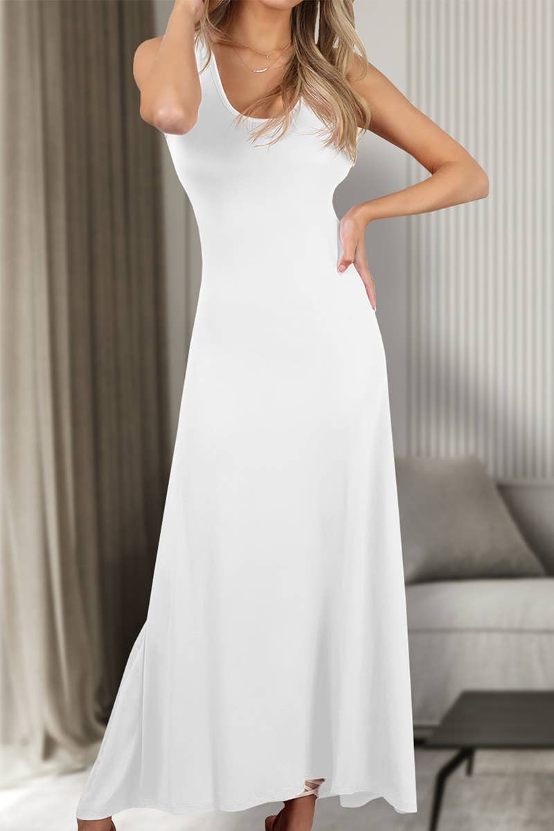 AWDMD281-P_SLEEVELESS TANK TOP STYLE MAXI DRESS: Black / (3X) 1