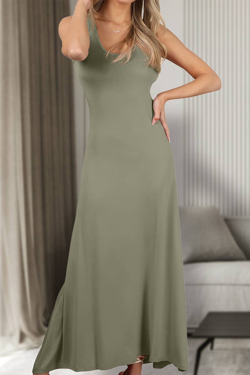 AWDMD281-P_SLEEVELESS TANK TOP STYLE MAXI DRESS: Black / (3X) 1