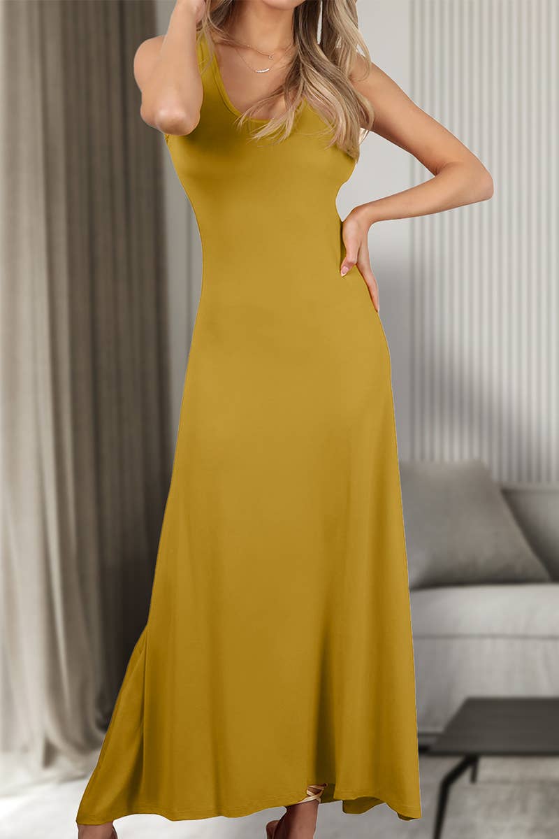 AWDMD281-P_SLEEVELESS TANK TOP STYLE MAXI DRESS: Black / (3X) 1