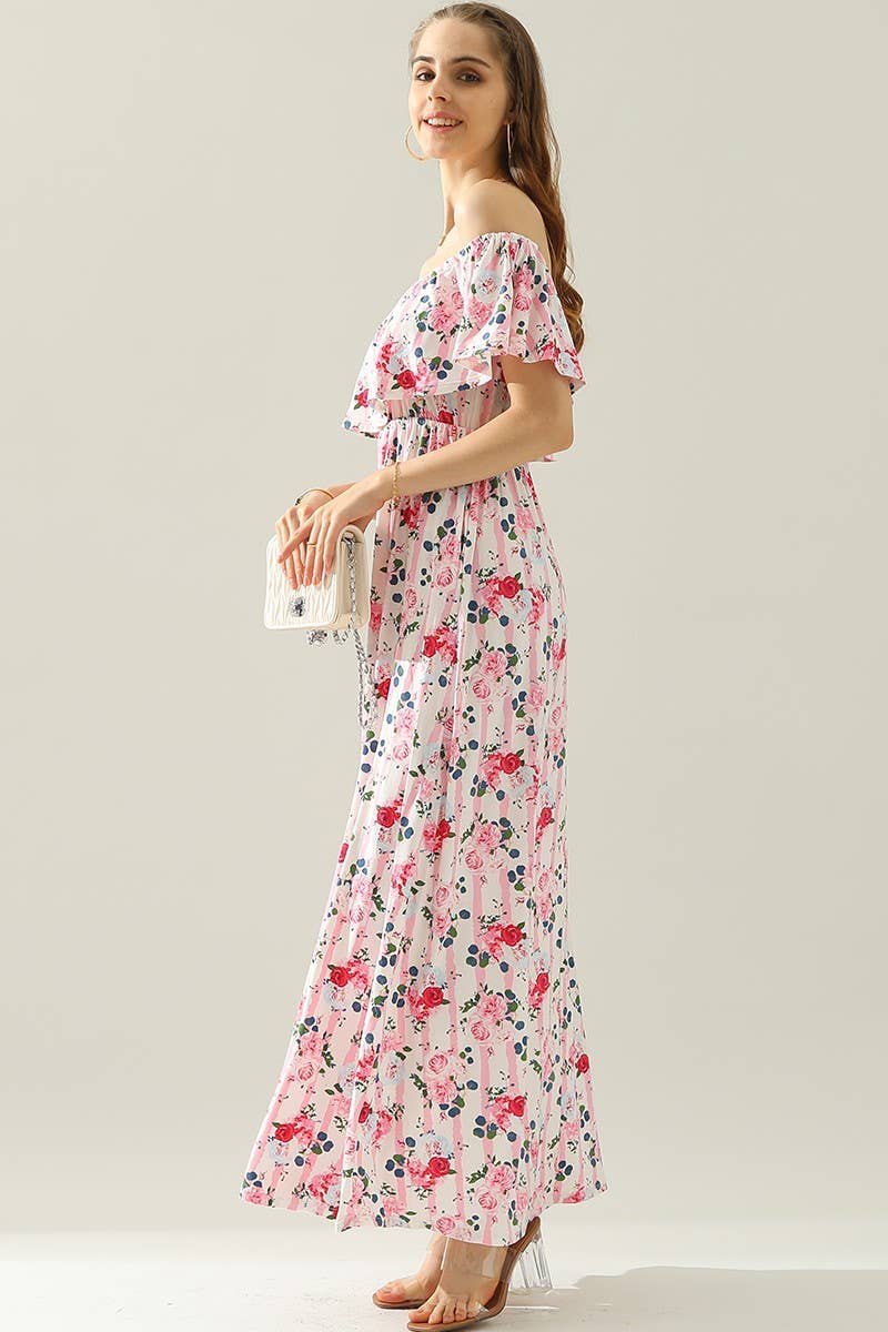 CWDMD818_LAYERED OFF THE SHOULDER MAXI DRESS: BLACK / (L) 1