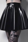 CWBSS00150_GOTHIC SHINY PU HIGH-WAIST MINI SKIRT: BLACK / (M) 1