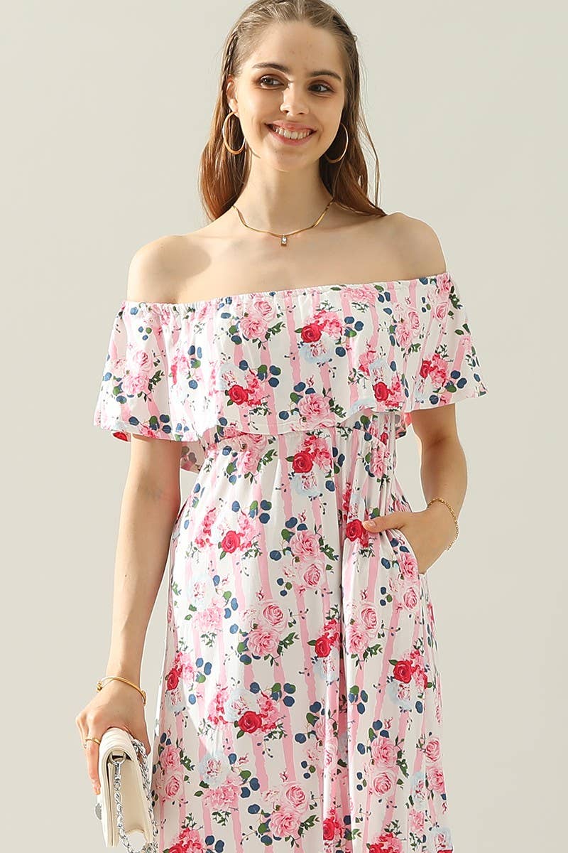 CWDMD818_LAYERED OFF THE SHOULDER MAXI DRESS: BLACK / (M) 1