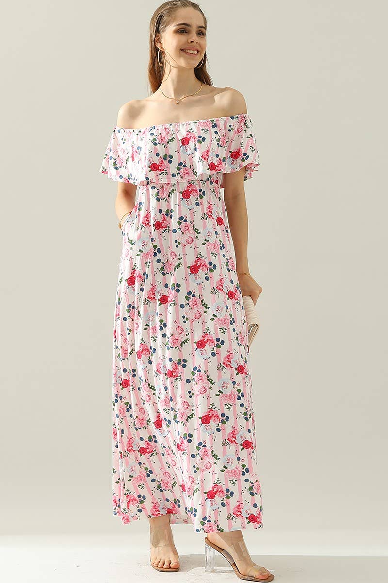 CWDMD818_LAYERED OFF THE SHOULDER MAXI DRESS: BLACK / (XL) 1