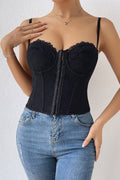 CWTHT00065_SOLID LACE UNDERWIRE CORSET CAMI TOP: BLACK / (S) 1
